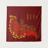 China Dragon red and gold design Wandkleed (Voorkant (horizontaal))