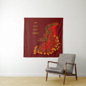 China Dragon red and gold design Wandkleed (In situ)