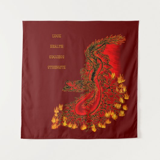 China Dragon red and gold design Wandkleed (Voorkant)