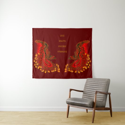 China Dragon red and gold design Wandkleed (In Situ (horizontaal))