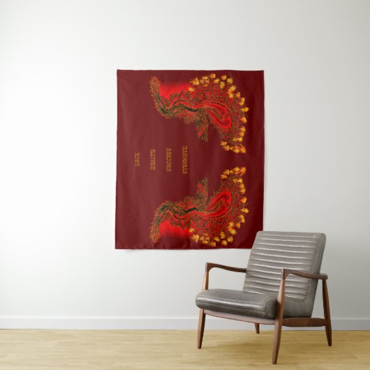 China Dragon red and gold design Wandkleed (In situ)