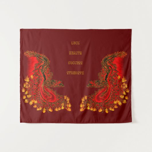 China Dragon red and gold design Wandkleed (Voorkant (horizontaal))