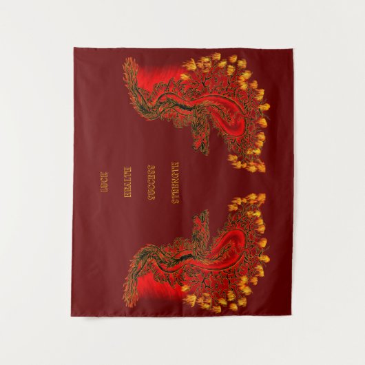 China Dragon red and gold design Wandkleed (Voorkant)