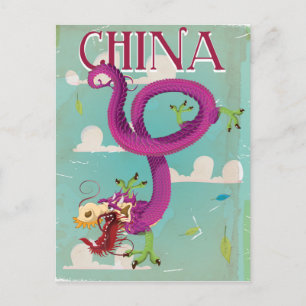 China Dragon Vintage Travel Poster Briefkaart