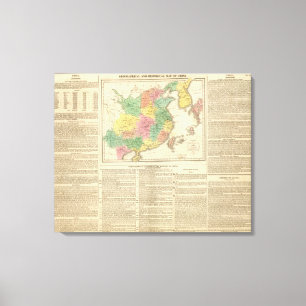 China en Japan Atlas Map Canvas Afdruk