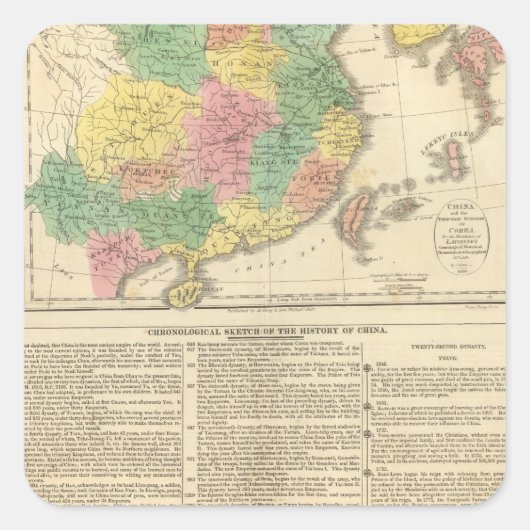 China en Japan Atlas Map Vierkante Sticker (Voorkant)