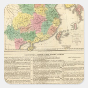 China en Japan Atlas Map Vierkante Sticker