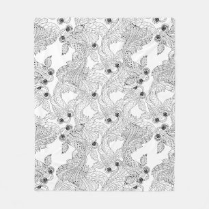 China Fish Doodle Fleece Deken