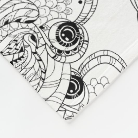 China Fish Doodle Fleece Deken (Hoek)