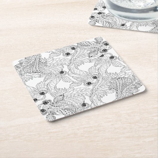 China Fish Doodle Kartonnen Onderzetters (Schuin)