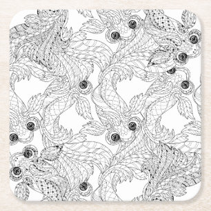 China Fish Doodle Kartonnen Onderzetters