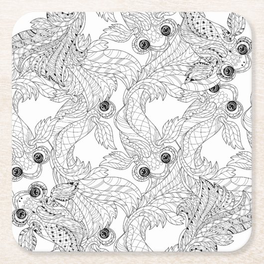 China Fish Doodle Kartonnen Onderzetters (Voorkant)