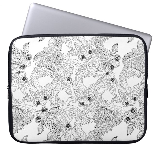 China Fish Doodle Laptop Sleeve (Voorkant)
