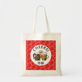 CHINA FLAG 干 杯 Beers Cheers Cartoon Tote Bag