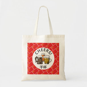 CHINA FLAG 干 杯 Beers Cheers Cartoon Tote Bag