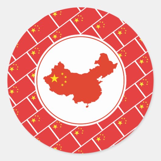 CHINA FLAG Chinese Map Stylish Patriotic Ronde Sticker (Voorkant)