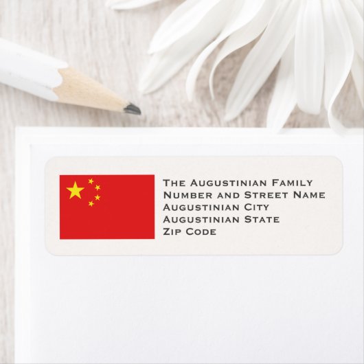 CHINA FLAG Customized Return Address Etiket (Insitu)