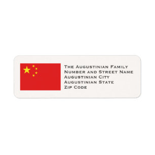 CHINA FLAG Customized Return Address Etiket