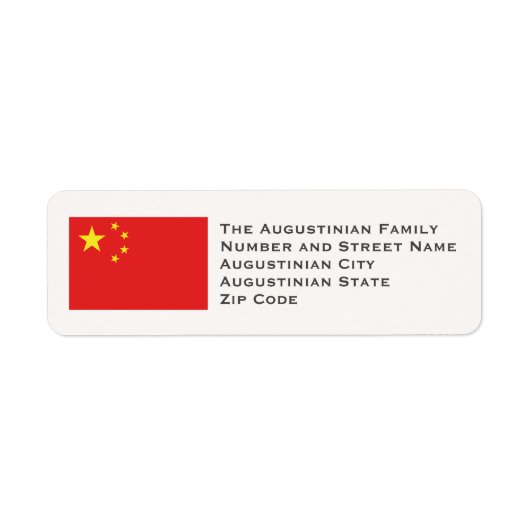 CHINA FLAG Customized Return Address Etiket (Voorkant)