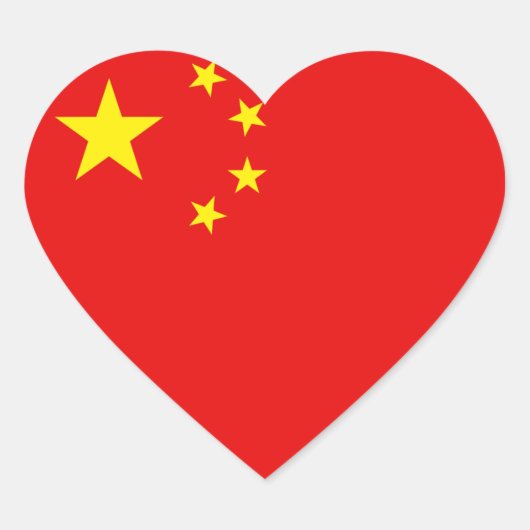 China Flag Heart Sticker (Voorkant)