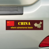 China Flag + Map Bumpersticker (Op auto)