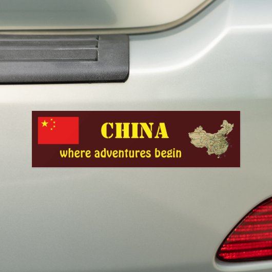 China Flag + Map Bumpersticker (Op auto)