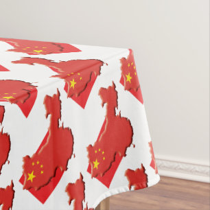 CHINA Flag Map Stijlvol Patriottisch Geometrisch Tafelkleed