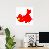China Flag Map - volledige grootte Poster (Thuiskantoor)