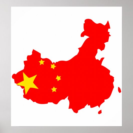 China Flag Map - volledige grootte Poster (Voorkant)