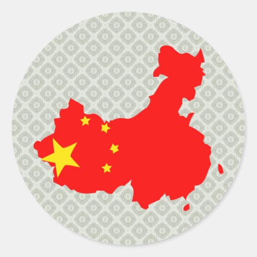 China Flag Map - volledige grootte Ronde Sticker (Voorkant)