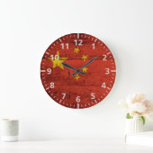 China Flag on Old Wood Grain Grote Klok (Huis)