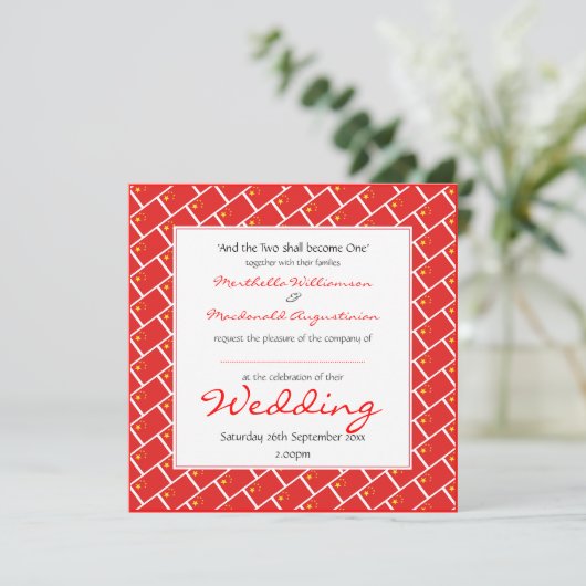 CHINA FLAG Personalized Wedding 婚 礼 Viering Kaart (Staand voorkant)