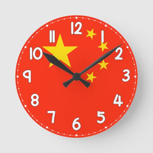 China Flag Wall Clock - Flag of China Ronde Klok (Voorkant)