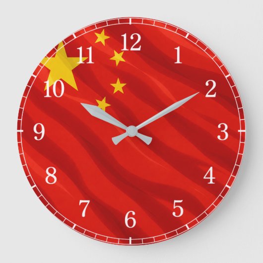China Flag Wall Clock — Waving Flag Design Grote Klok (Voorkant)