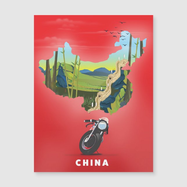 China geïllustreerde kaart reisposter (Voorkant)