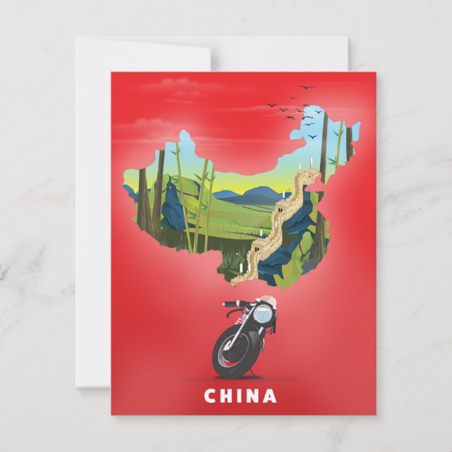 China geïllustreerde kaart reisposter (Voorkant)