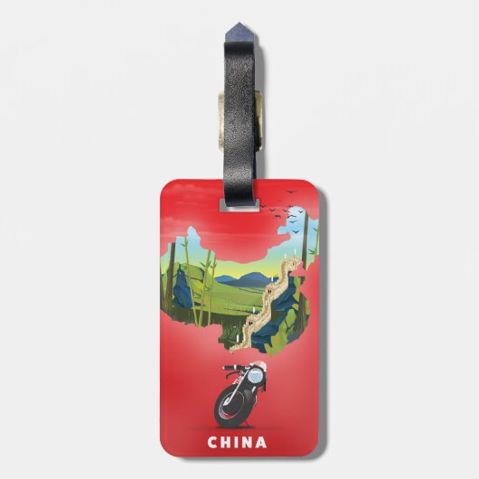 China geïllustreerde kaart reisposter bagagelabel (Achterkant verticaal)