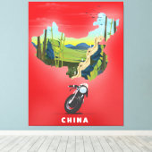China geïllustreerde kaart reisposter canvas afdruk (Insitu (Houten vloer))