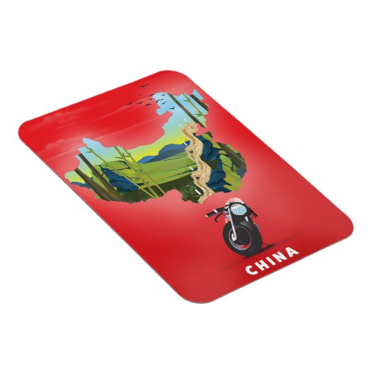 China geïllustreerde kaart reisposter magneet (Rechterzijde)