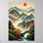 China grote muur inkt tekening poster (Voorkant)