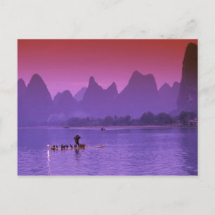 China, Guanxi. Li rivier enkele aalscholver Briefkaart
