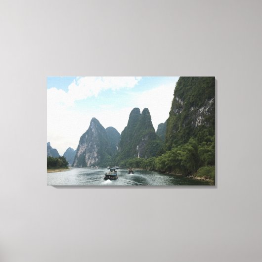 China, Guilin, Li River, rivierboten Canvas Afdruk (Voorkant)