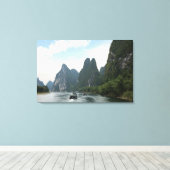 China, Guilin, Li River, rivierboten Canvas Afdruk (Insitu (Houten vloer))