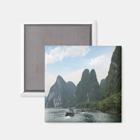 China, Guilin, Li River, rivierboten Magneet (Voorkant / Achterkant)