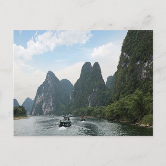 China, Guilin, Li-rivier, Rivierboten liggen langs Briefkaart (Voorkant)