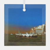 -China Hong-Kong boot skyscraper zee Glas Ornament (Voorkant)