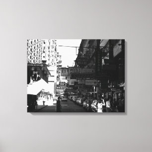  China Hong Kong street City cars Canvas Afdruk