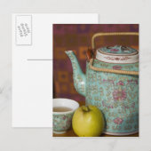 China, Hong Kong. Traditionele Chinese theepot & 2 Briefkaart (Voorkant / Achterkant)