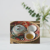 China, Hong Kong. Traditionele Chinese theepot & 3 Briefkaart (Staand voorkant)