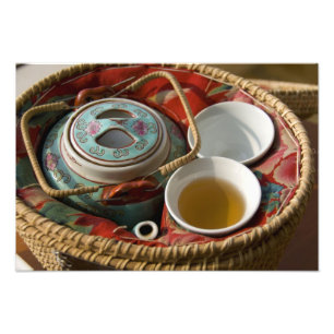 China, Hong Kong. Traditionele Chinese theepot & Foto Afdruk